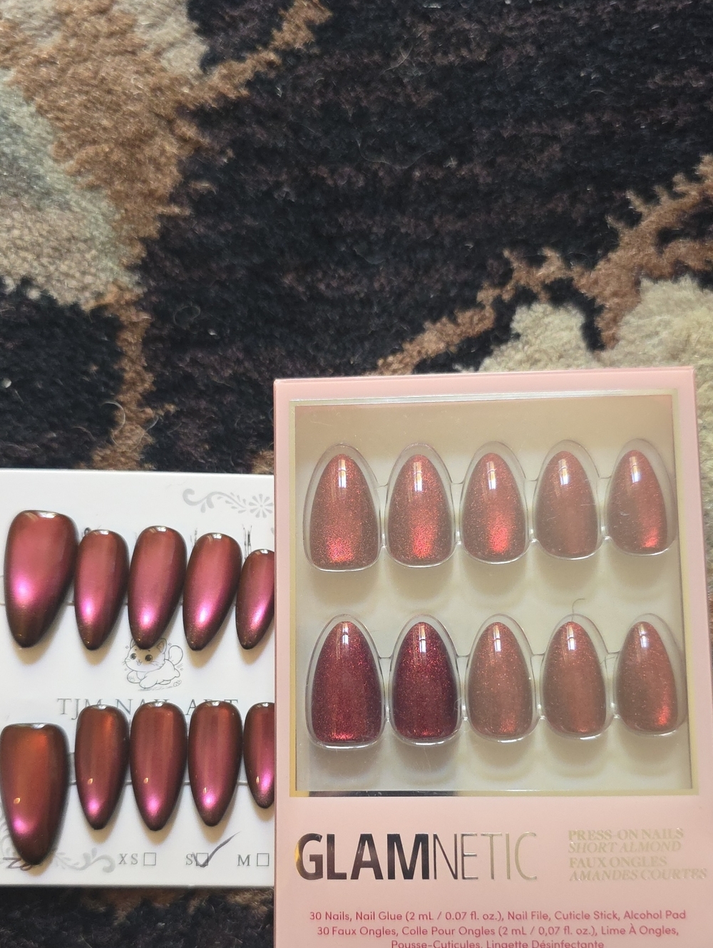 GLAMNETIC Shimmer Press-On Almond Nails Rudy Slipper Size Small Set